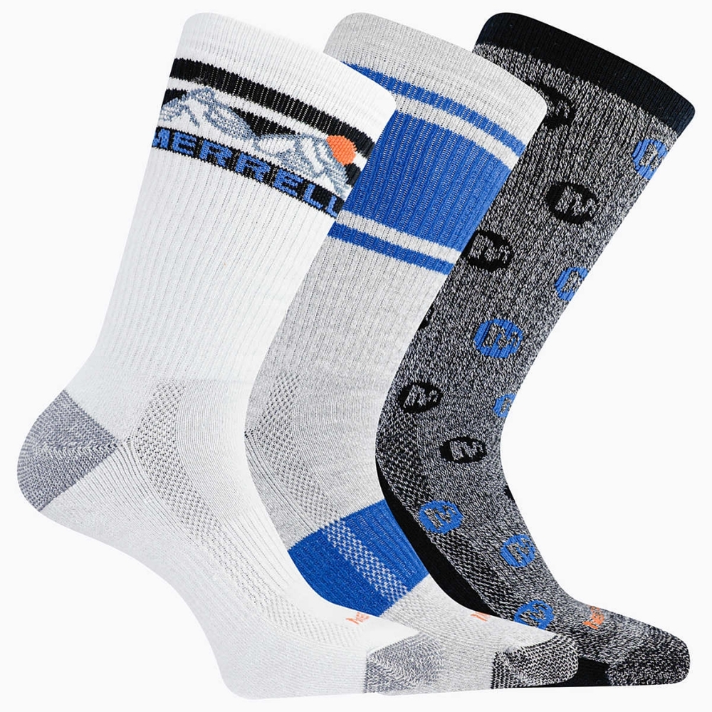 MERRELL Mens Socks Hiker Crew Cushioned NanoGlide Outdoor 3 Pair Shoe Sz 9.5-12